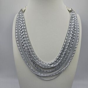 Art Arthur Pepper Necklace Silver Tone Multi Strand Chain Link